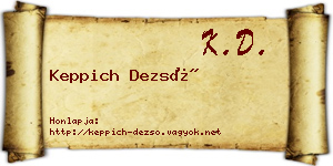 Keppich Dezső névjegykártya